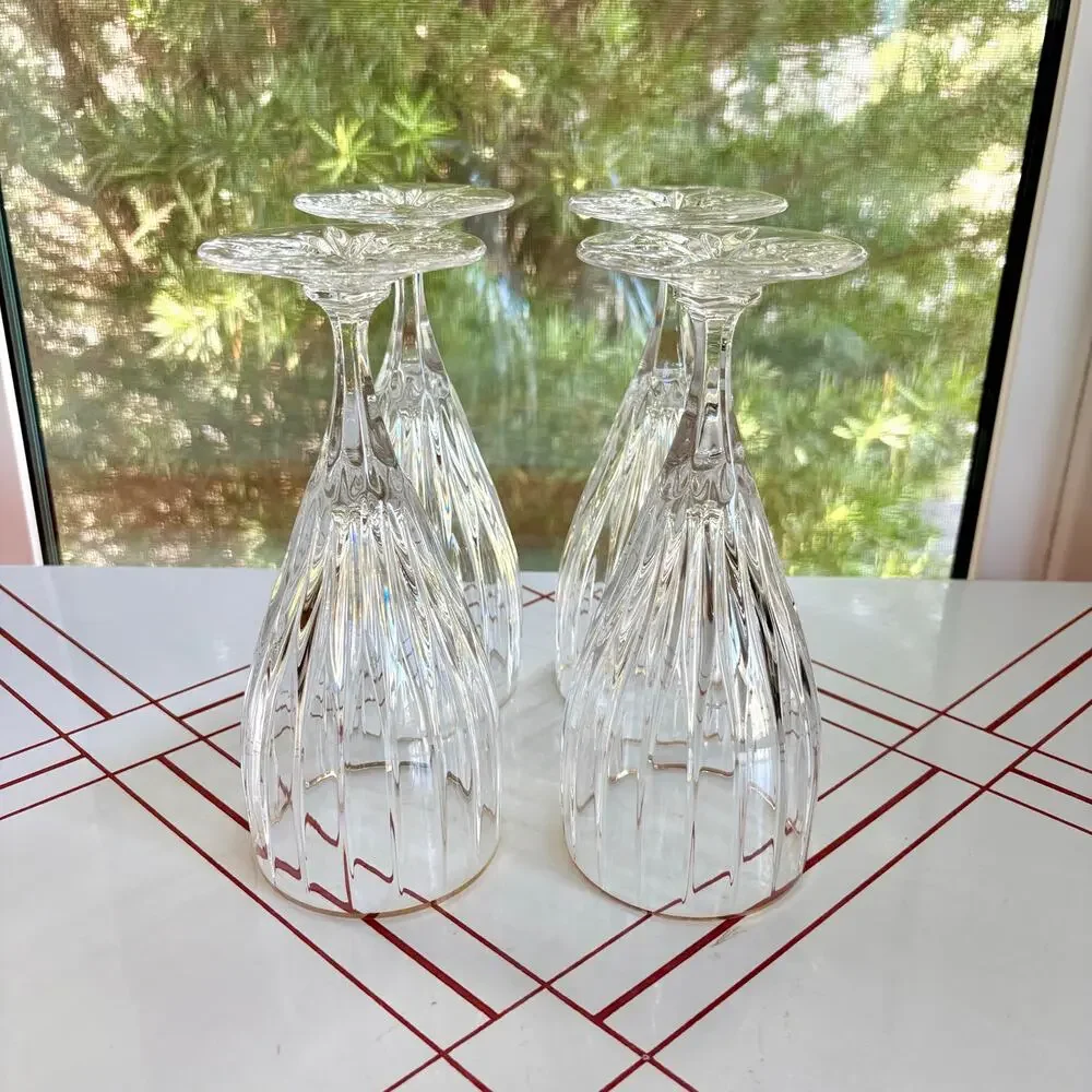 Vintage Mikasa Golden Tiara Crystal Iced Tea Goblets Gold Rim Set of 4